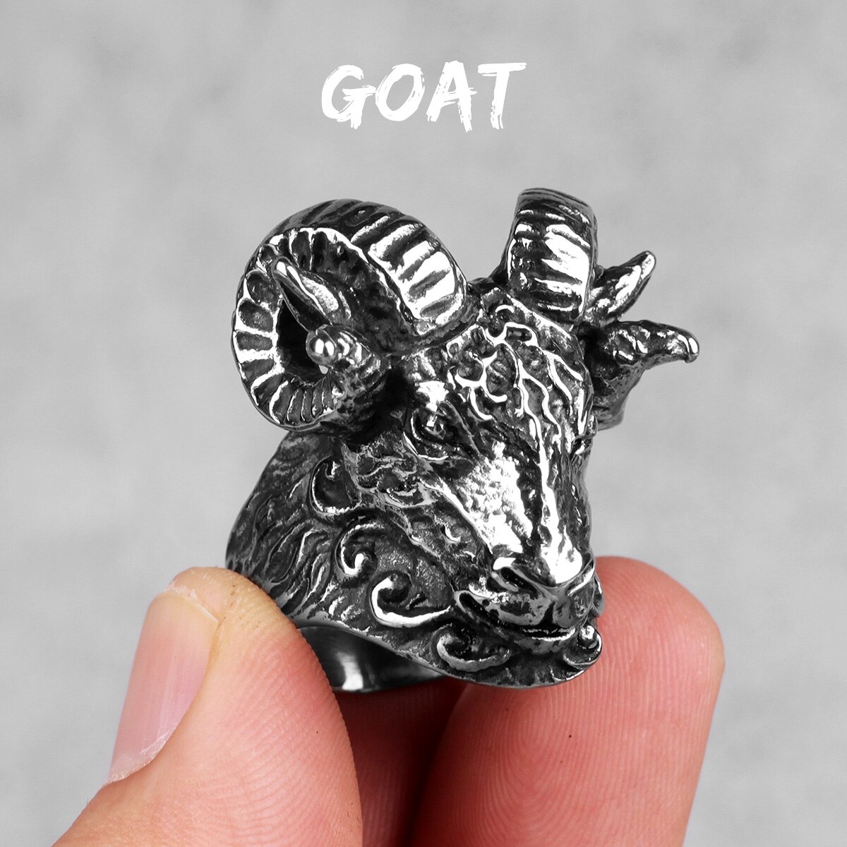 Roestvrij Staal Mannen Ringen Schapen Geit Hoofd Dier Rock Punk Persoonlijkheid Voor Mannelijke Vriendje Sieraden Creativiteit: 12
