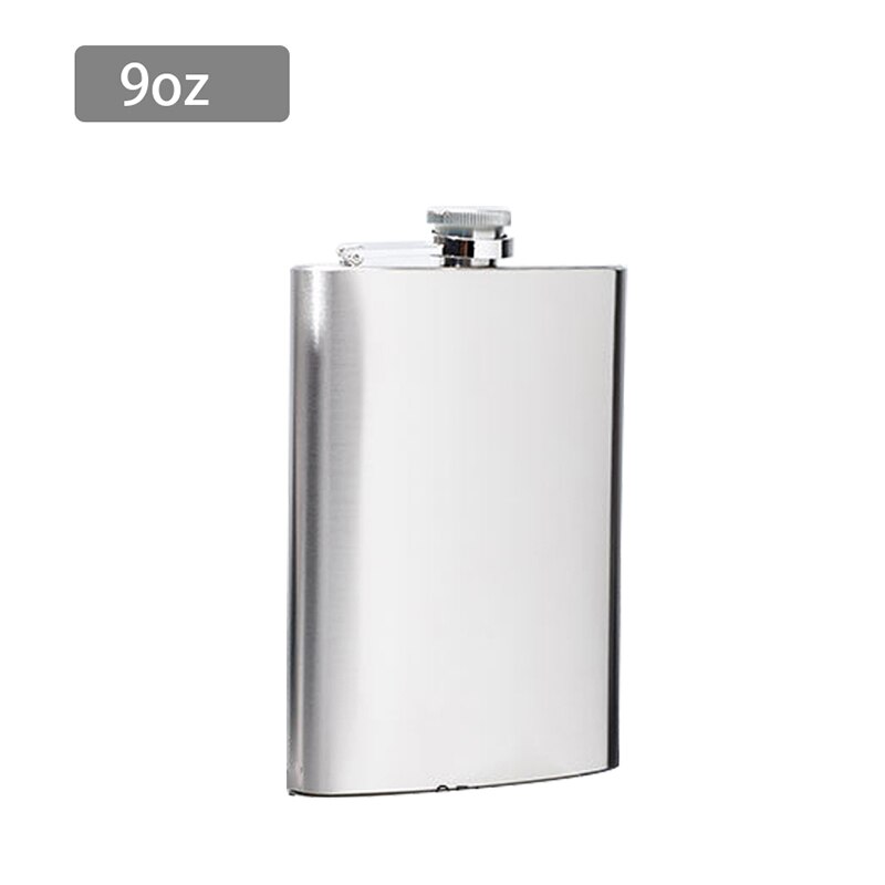 Stainless Steel Hip Flask 4-10 Oz Wine Bottle Portable Hip Flask with Funnel Pocket Alcohol Whiskey Hip Flask Screw Cap: 9oz