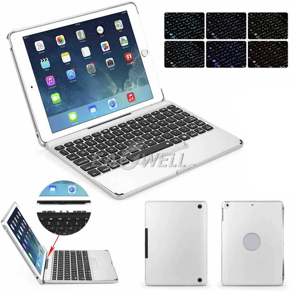 Backlit Wireless Keyboard for iPad 9.7 inch 5th 6th Air1 Air2 Funda Case Keyboard Tablet Cover for iPad Pro 9.7 inch: Silver