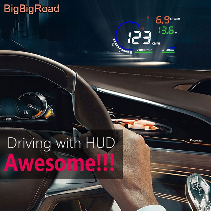 BigBigRoad For Subaru Forester Baja Legacy Outback Impreza WRX sti XV Car HUD Head Up Display OBD2 II Windscreen Projector