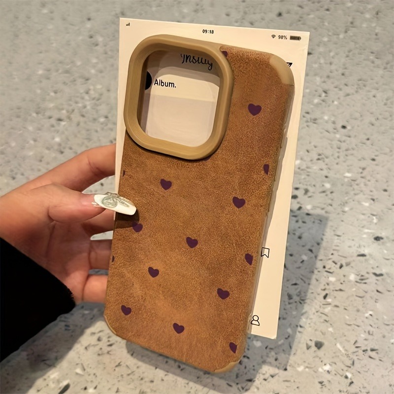 Zamszowe etui na telefon Small Heart Suede High Value Fashion do iPhone 16 15 14 13 12 11 Pro Max Plus XS X XR Wstrząsoodporna matowa osłona zderzaka