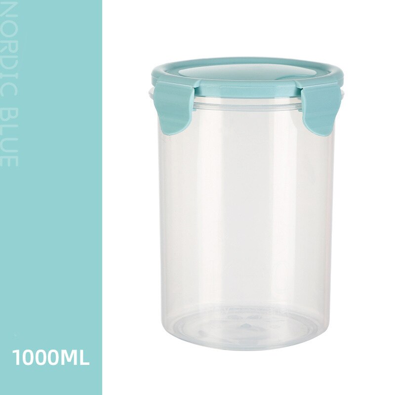 1Pcs Verzegelde Pot Snack Fles Keuken Behoud Huishoudelijke Graan Kan Food Grade Plastic Transparante Opbergdoos Opslagtank: L blue