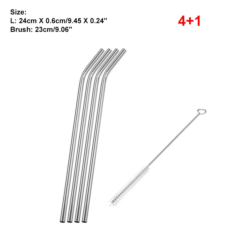 Pailles en métal réutilisables, 1, 4, 6, 8 pièces, en acier inoxydable, avec brosse de nettoyage, accessoires pour tasses et bars: 19