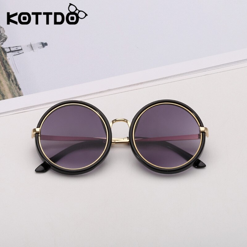 Kottdo klassiske runde børn solbriller vintage drenge piger børn solbriller metal antirefleks solbriller  uv400