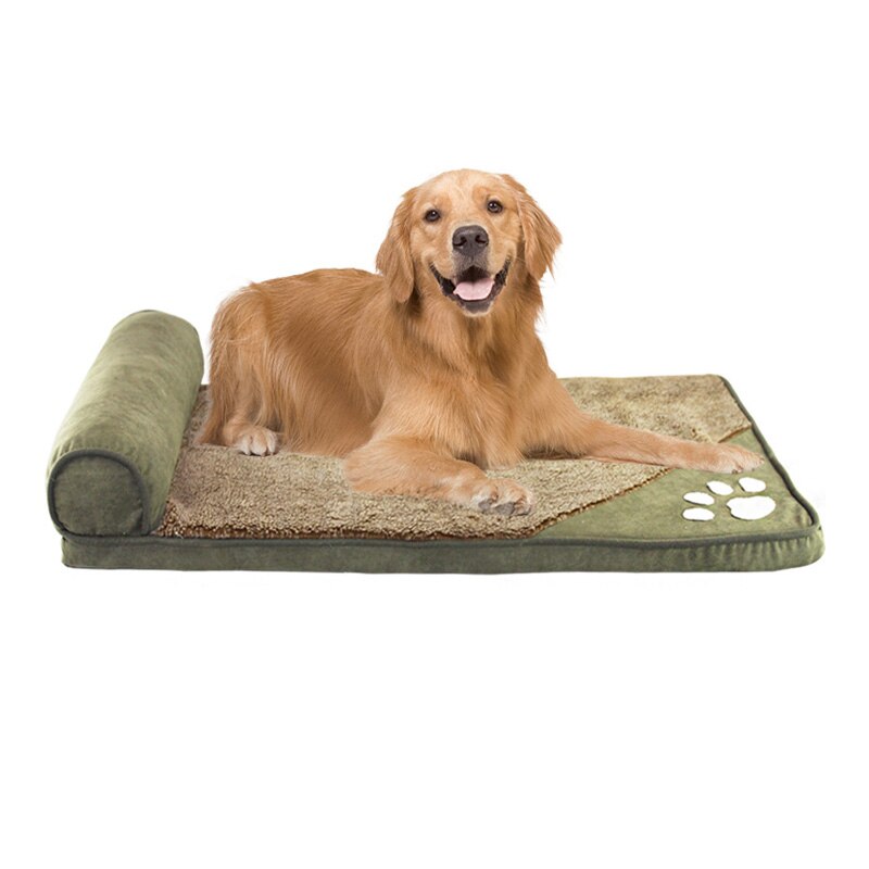 Pawstrip 4 Kleuren Winter Hond Bed Zachte Warme Kat Bedden Wasbare Puppy Slaapbank Afneembare Huisdier Kussen Voor Grote Honden s-XL: Green / S