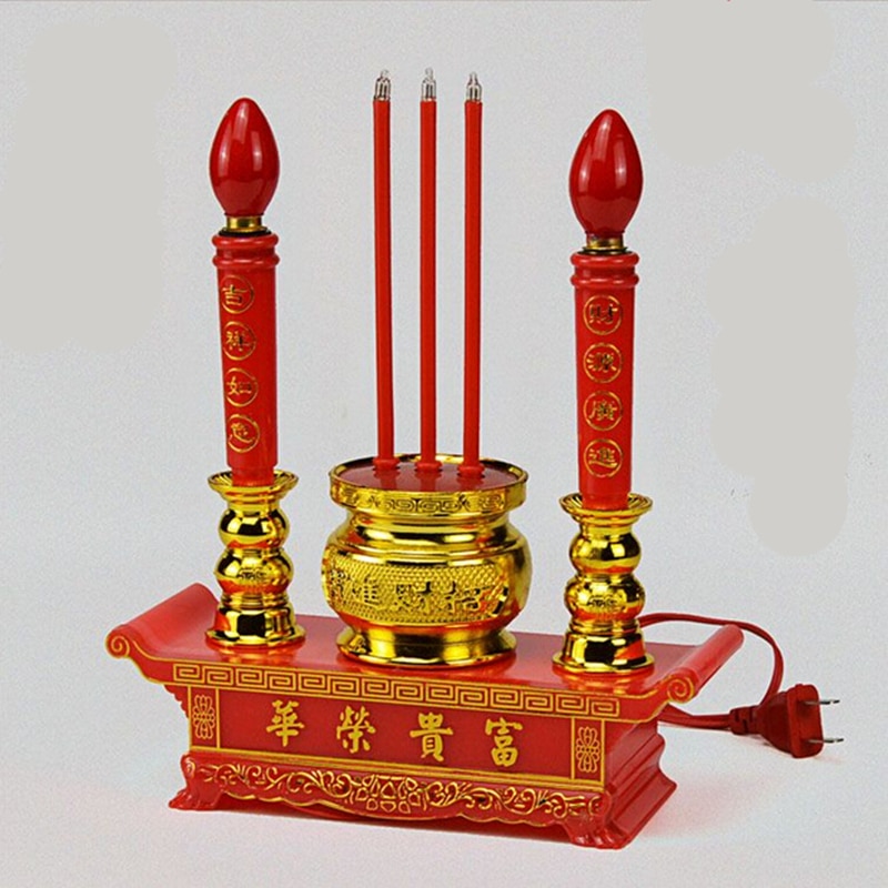 Buddhistisk elektrisk stearinlys avalokitesvara buddha lampe kinesisk jubilant år bryllup stearinlys lampe tempel dekoration