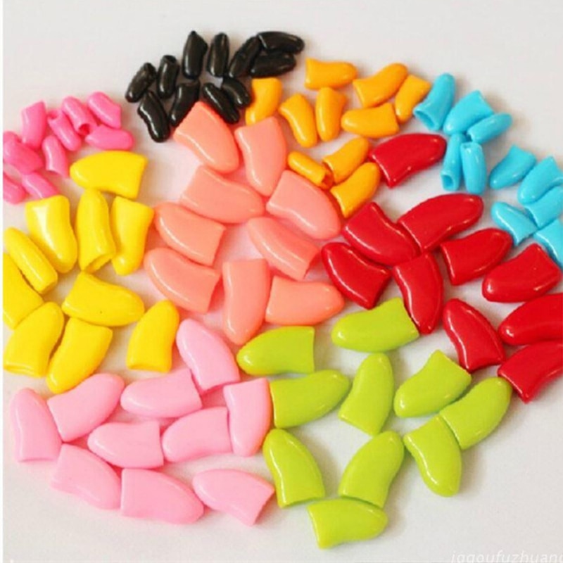 20Pcs Cat Nail Caps Dog Cat Claw Covers Manicure Soft Silicone Protector Pet Supplies Kitten Nail Care Multi sizes