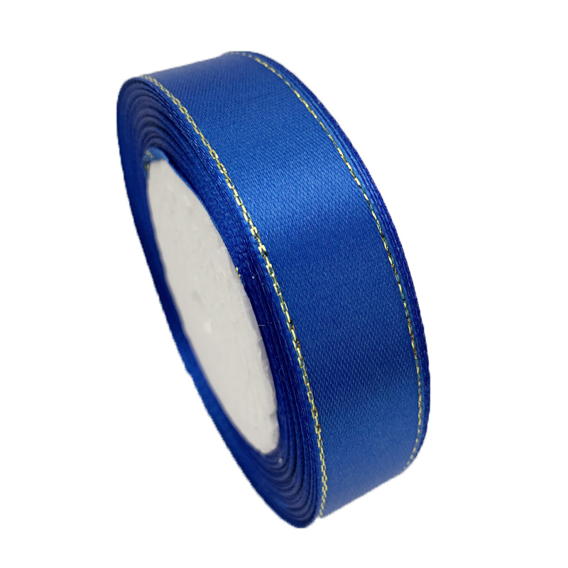 (25 Yards/rolle) 20mm Satin Band Gold Rand Verpackung Handmade DIY Band Rolle: Blau