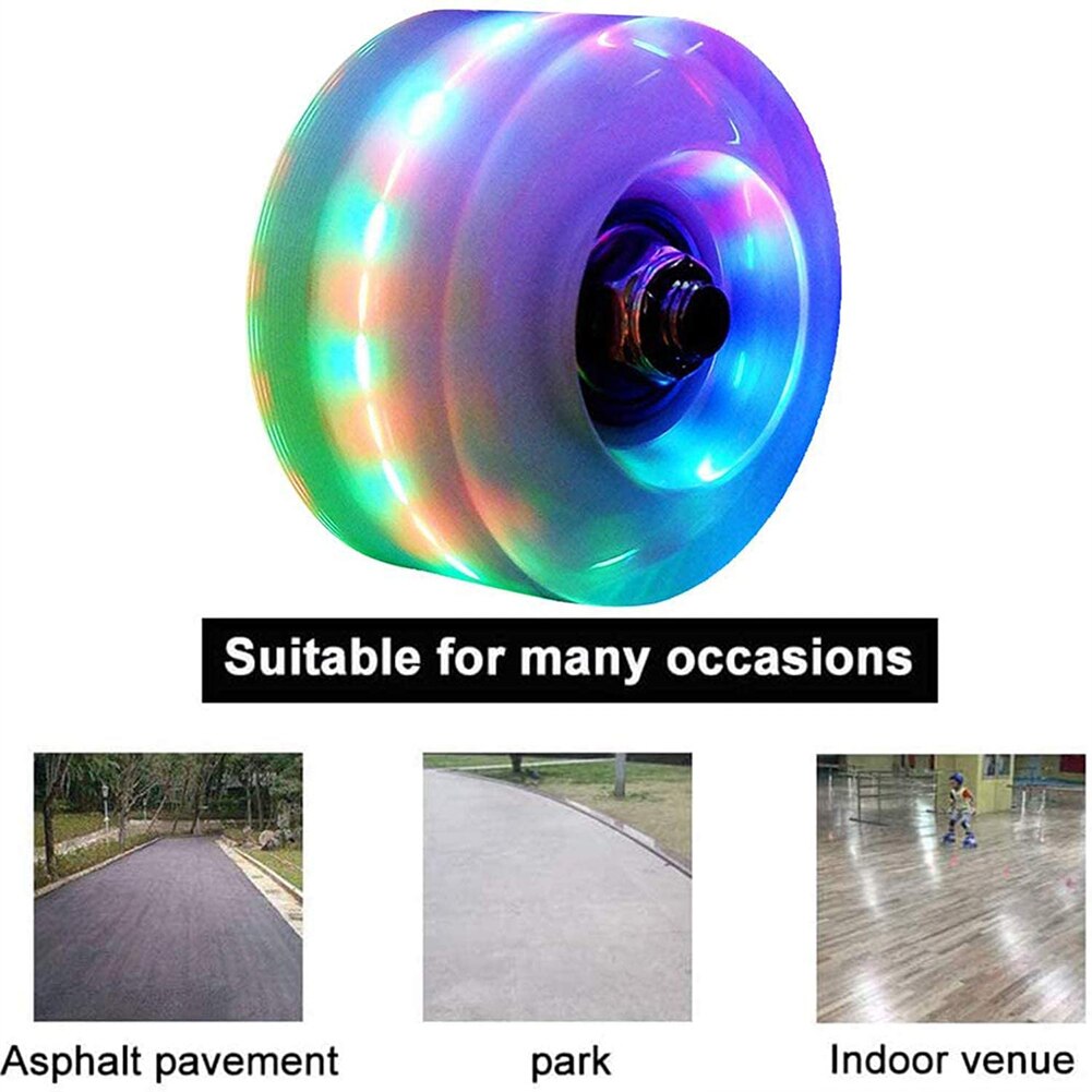 4pcs LED Roller Skate Wheels Light Colorful Luminous Skateboard Lights Skate Wheels Bearings Installed Roller