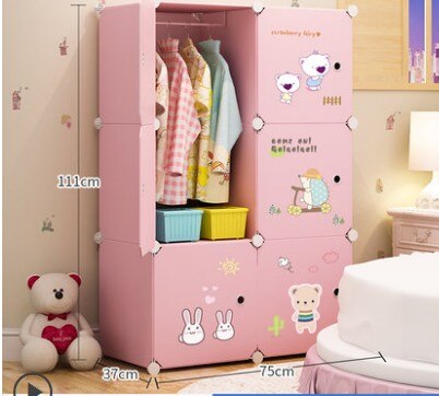 DIY Multi-layer Simple Children Wardrobe Girl Assembled Plastic Closet Cartoon Simple Modern Economic Baby Storage Cabinet