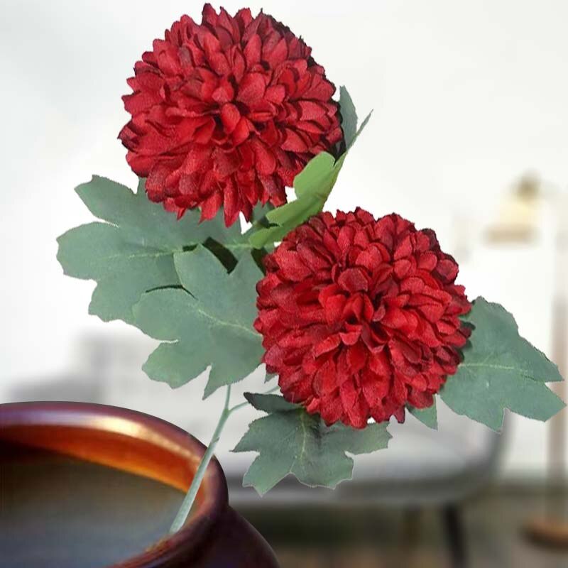 2 hoofden Kleine Hortensia Chrysant boeket Bloemen Valentijnsdag Nep Bloem Bal voor Home Decor Kunstmatige Bloemen