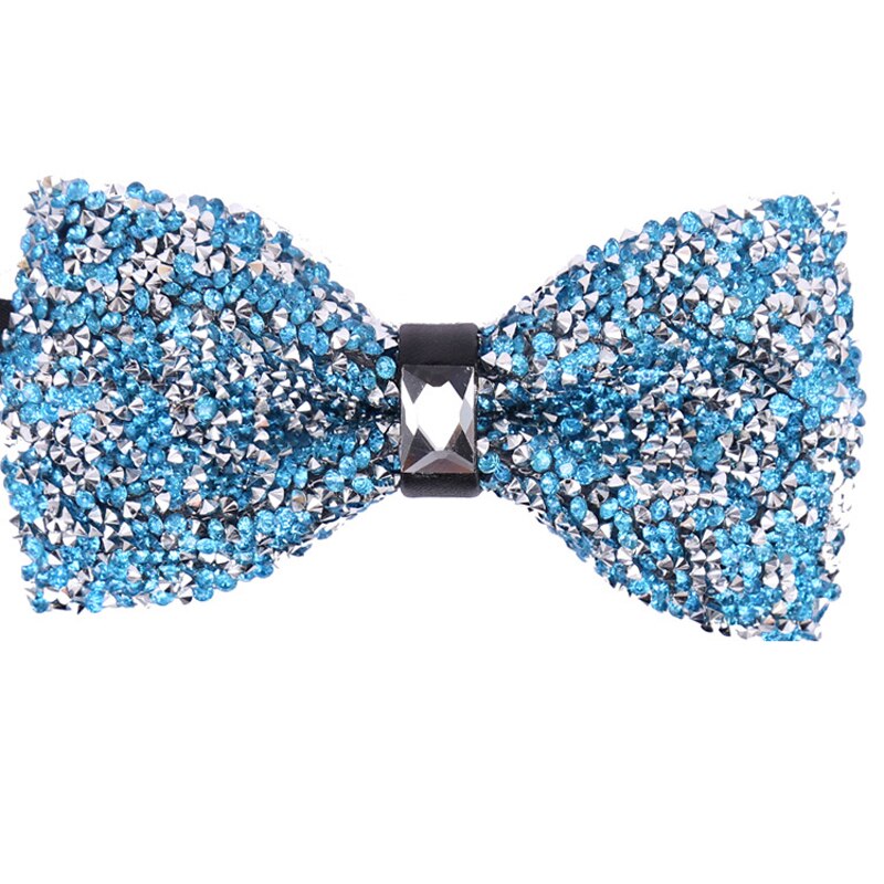 Luxury Shining Black Color Bow Tie For Men Bowtie Rhinestone Collar Tie Crystal Super Cool Diamond Wedding Bow Tie