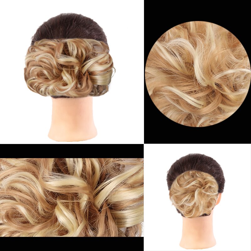 XUANGUANG-Chignon de coiffure synthétique élastique | Cheveux bouclés, rouge châtain clair noir marron, grand Chignon avec cordon de serrage, bandeau en caoutchouc