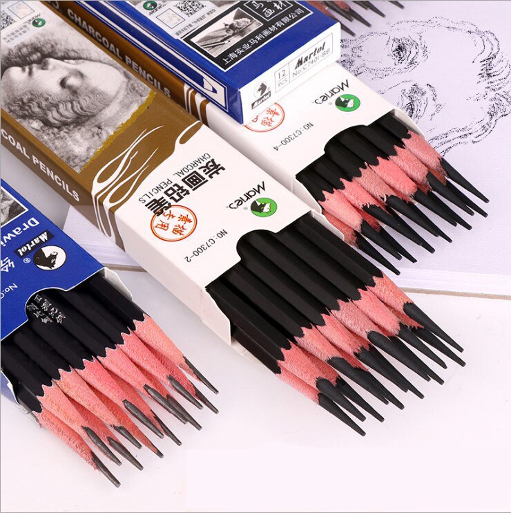 Marie Pencil Charcoal Only for Art Drawing Tools Set Beginner Sketch Artist 2H,HB,B,2B,3B, 4b, 5B,6B,7B,8B