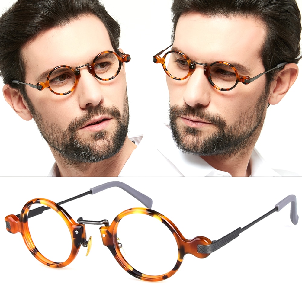 Titanium Acetaat Creatieve Bril Voor Mannen Vrouwen Optische Brillenglazen Met Gekleurde Ronde Cirkel Frame
