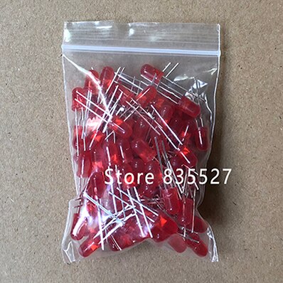 100pcs/lot F5 5MM Round LED in the color DIP Red Turn Red LED light emitting diode For DIY Lights lamp beads: Default Title