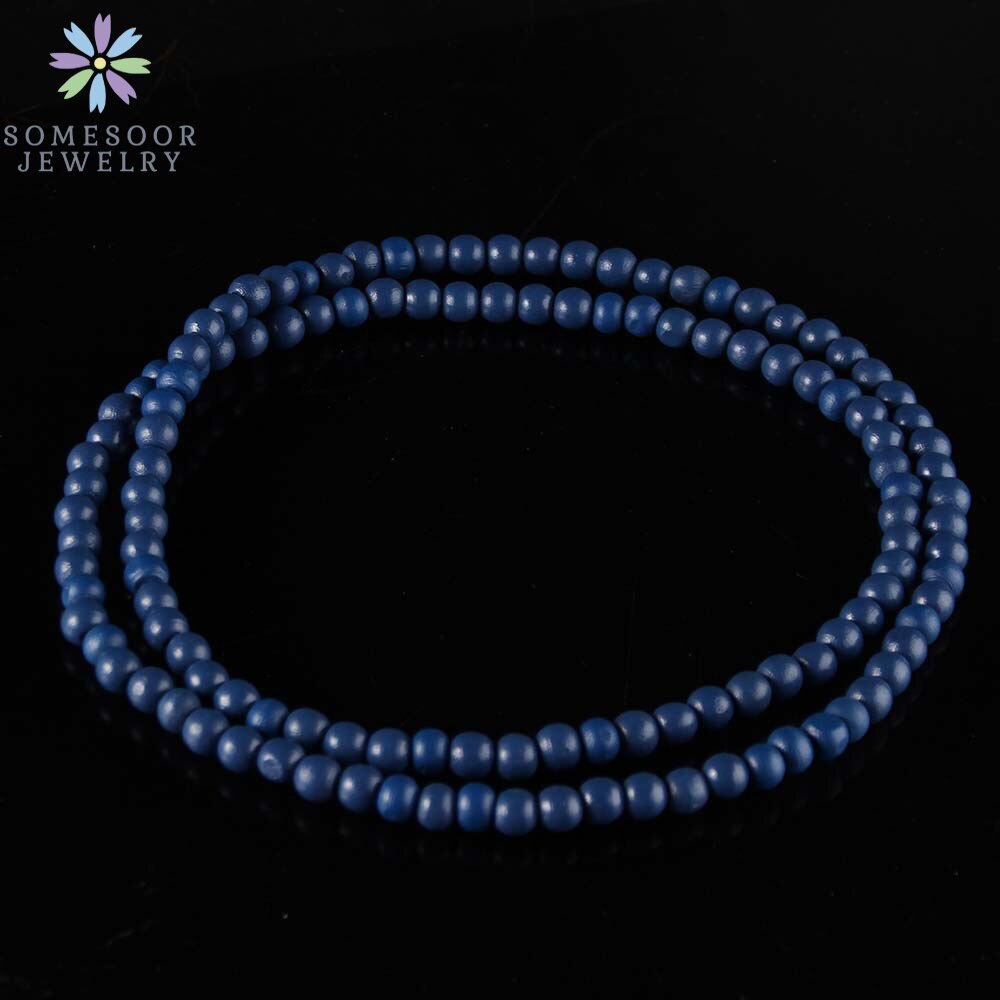 SOMESOOR-collar de cadena con cuentas redondas para hombre y mujer, cadena colorida de 45cm de longitud, accesorios colgantes hechos a mano, joyería: Blue