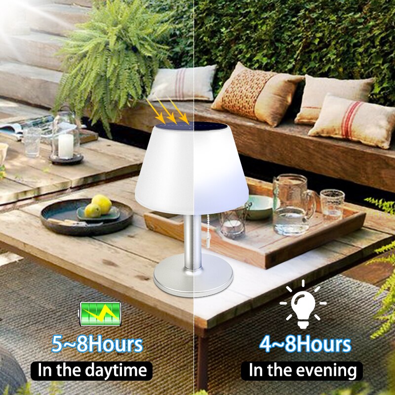 Led Solar Tafellamp Outdoor Indoor Bureau Lampen Witte Nacht Lichten Boek Licht Voor Thuis Slaapkamer Met Trekschakelaar Drie verlichting