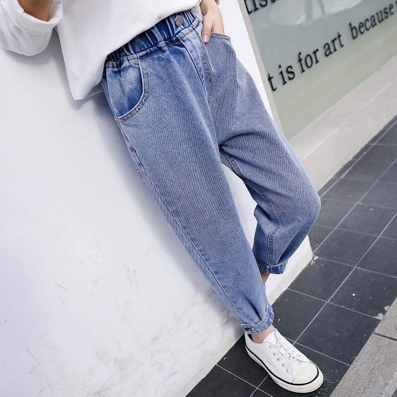 Herfst winter kind baby meisjes jeans broek kinderen rechte jeans broek voor meisjes elastische taille denim broek broek  w516