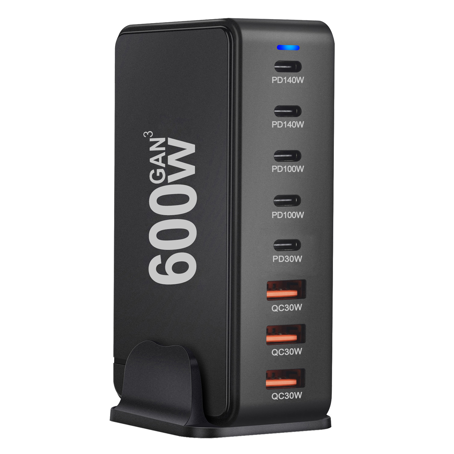 600W GaN Fast Charge 3.0 USB-C Charger with 8 Ports 5C3A PD, Portable and Suitable for Tablets: UK