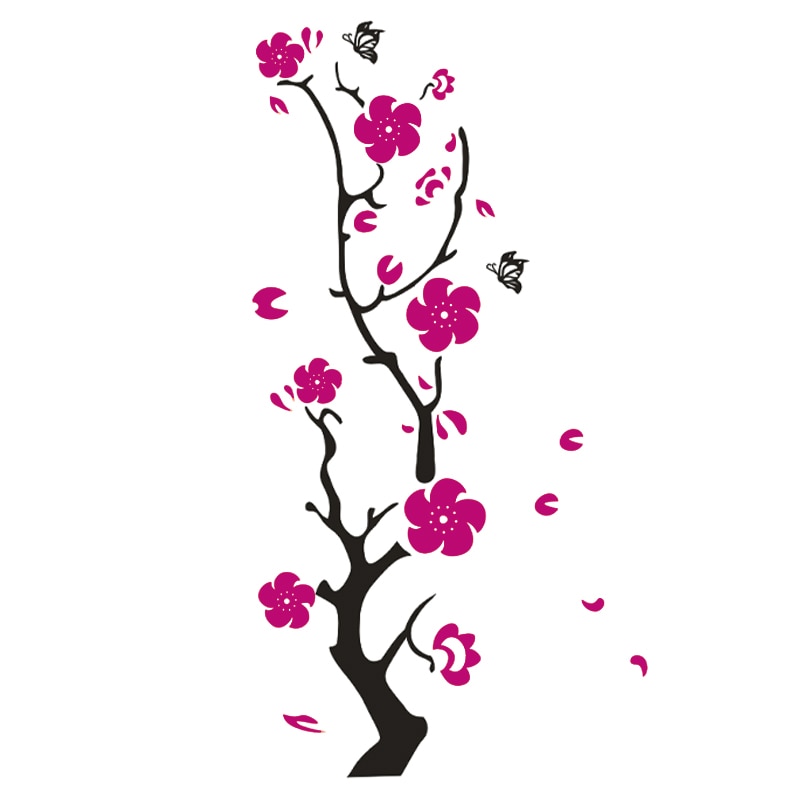 Stickers muraux fleur prune miroir 3d acrylique | Bricolage, décoration murale pour chambre à coucher, salon, entrée, décoration murale