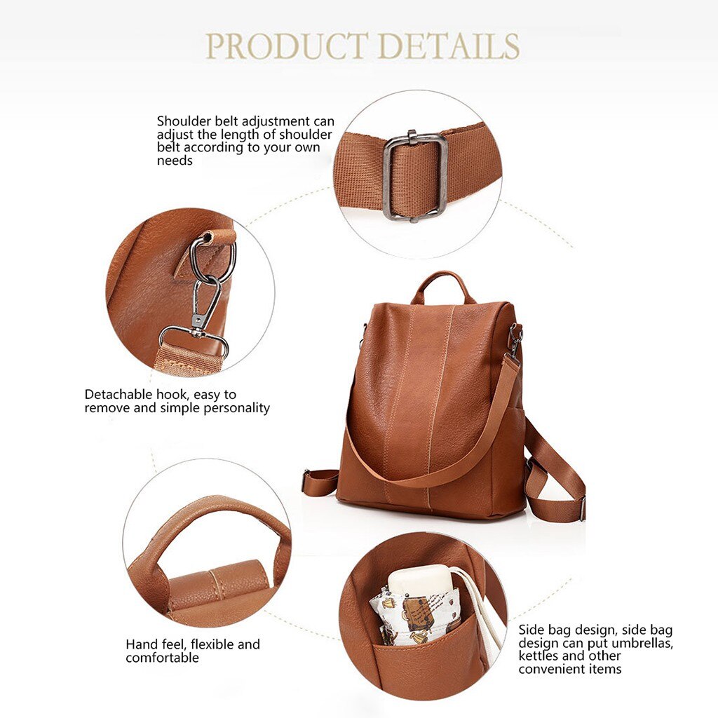 Woman Anti-theft Backpack Bag Casual Wild Soft Leather Dual-use Small Backpack Bandolera Mujer Bolsas Femininas#35