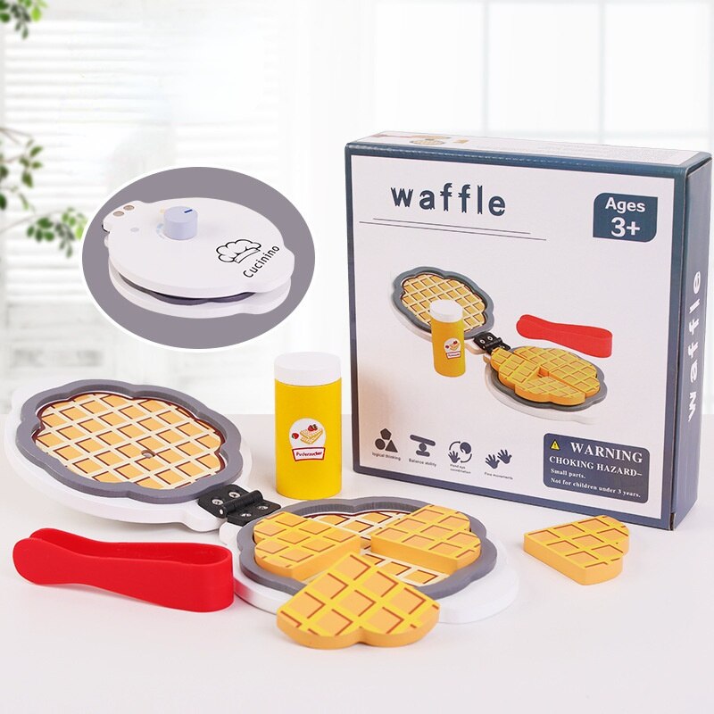 Nowy mini zestaw kuchenny dom zabaw sprzedaż koszyka zestawy cukierków drewniane zabawki prażona kukurydza drewniane przybory kuchenne zabawki dla dziewczynek: Pancake maszyna