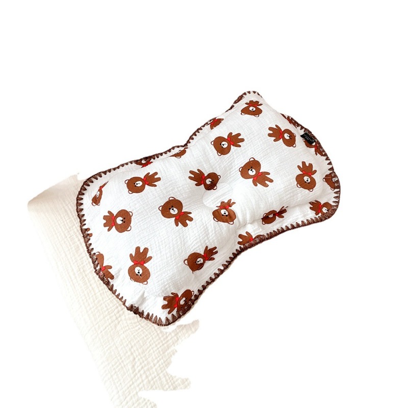 Baby-Gaze-Kopfkissen, Kissen aus reiner Baumwolle, 0–1 Jahre altes Baby, Muschelkante, Baby, vier Jahreszeiten, atmungsaktiv, bequem