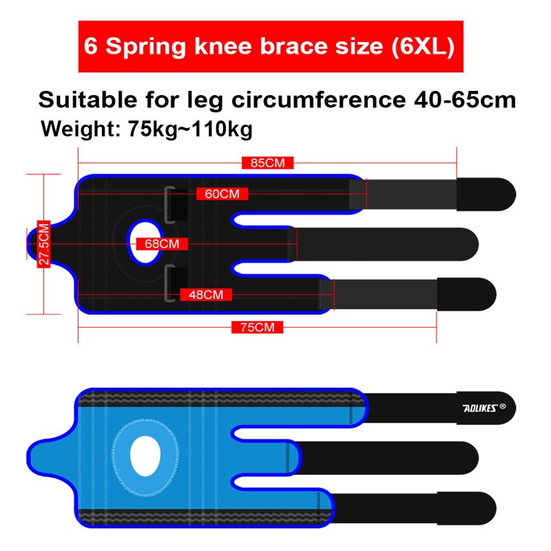 Genouillère aolikes en gel de silice à 6 ressorts pour le sport, le fitness, le basket-ball, respirante 6xl grande taille 4xl
