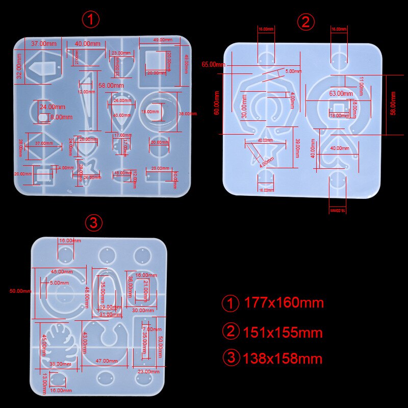 Gioielli in Resina di DIY Stampi in silicone Della Muffa estate vacanza Orecchino Rotondo Quadrato Rettangolo Triangolo stella Del Pendente Del Cuore Della Muffa