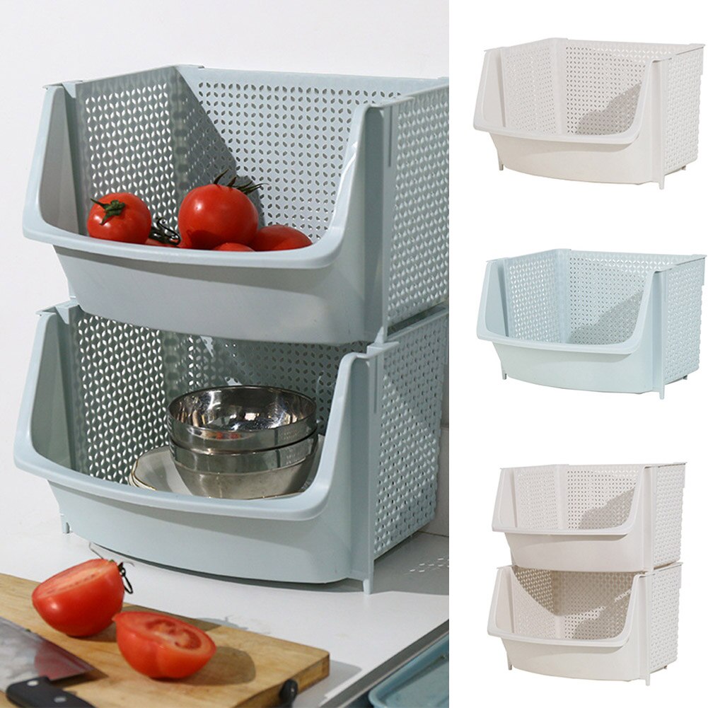 Multi-Layer Household Kitchen Storage Baskets Plastic Multifunctional Vegetable And Fruit Racks Can Be Stacked For Storage