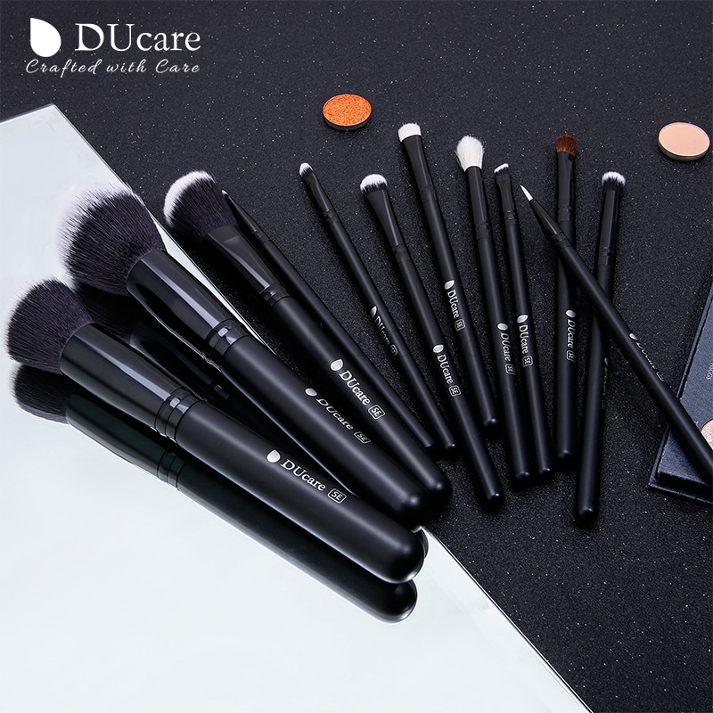 Ducare 12Pcs Professionele Make-Up Kwasten Powder Foundation Oogschaduw Make Up Kwasten Set Natuurlijke Geitenhaar Cosmetica Borstel Set