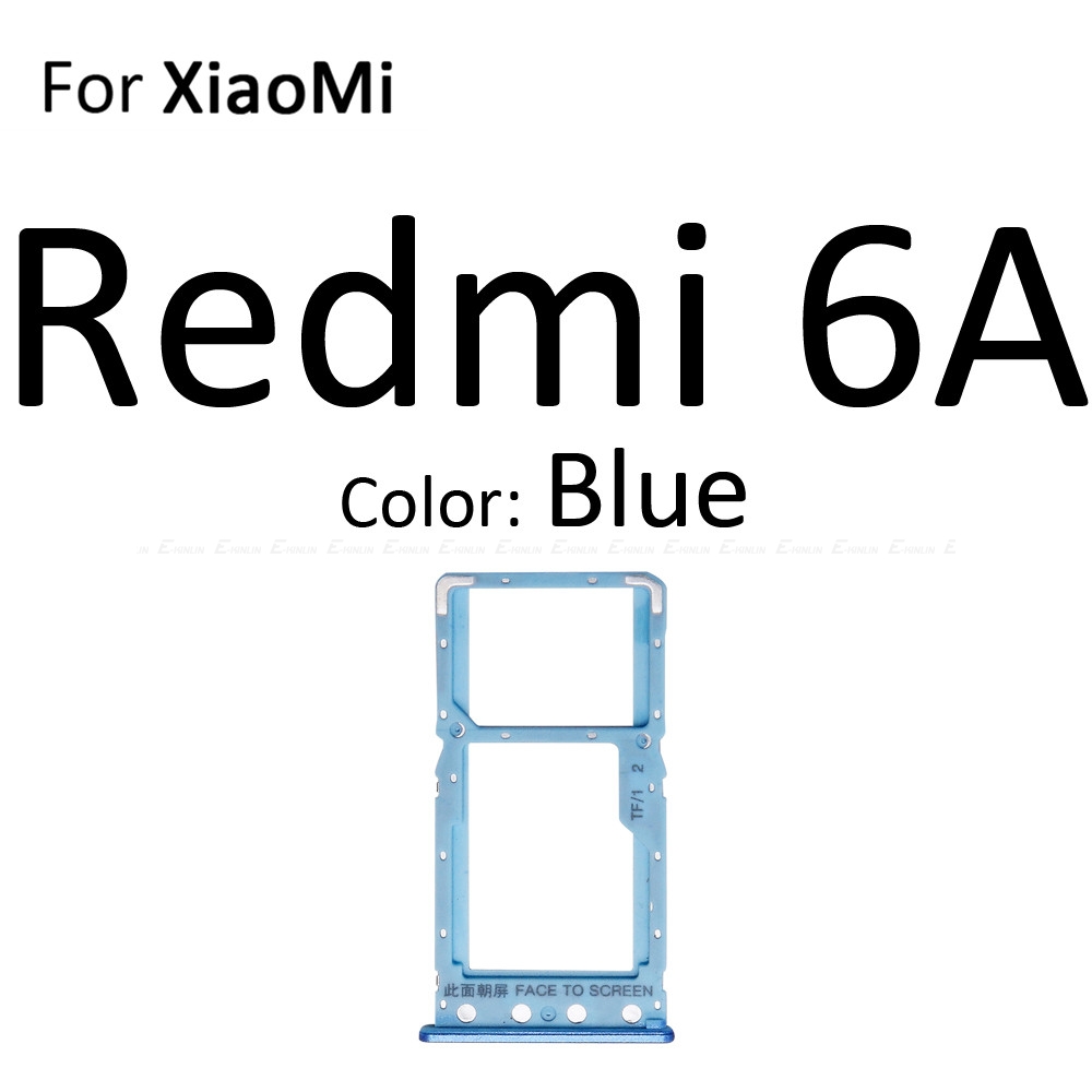 Carte Sim prise fente plateau lecteur support connecteur Micro SD adaptateur conteneur pour XiaoMi Redmi S2 7A 6A pièces de rechange: For Redmi 6A Blue