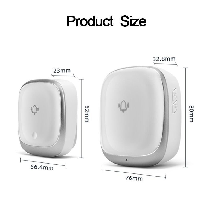 Colorful Wireless Doorbell Waterproof Self-powered Button 38 Chimes Outdoor House Door Bell Sets EU Plug-in No Battery Need