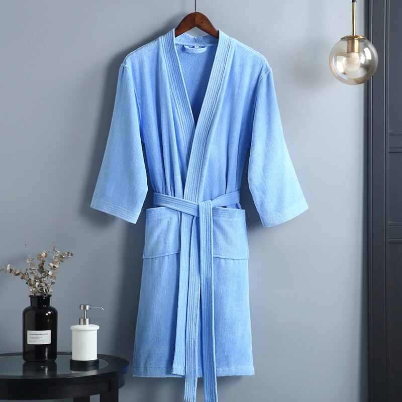 Velvet Bathrobe Men 100% Cotton Winter Thicken Warm Bath Robe Towel Fleece Robe Unisex Soft Gentleman Nightrobe Solid Casual