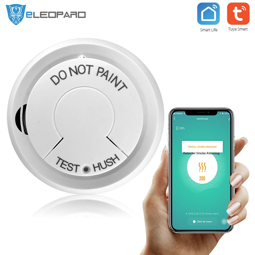 ELEOPARD Wifi Smoke Detector fire alarm Smoke Sensor Highly Sensitive fire alarm system For smart Life
