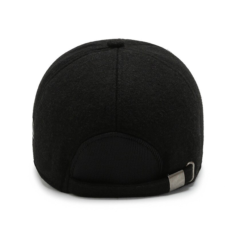 Mannen Winter Warm Baseball Caps Met Oorkleppen Winddicht Fleece Winter Oorklep Cap Piekte Baseball Cap Met Oorbeschermers Metalen Gesp