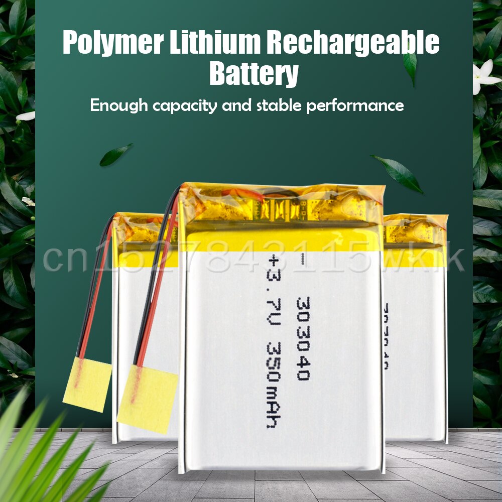 Batería recargable de polímero de litio para auriculares, 303040, 033040, 3,7 V, 350mAh, MP4, LED, Bluetooth, bolígrafo de lectura, podómetro, celda de iones de litio