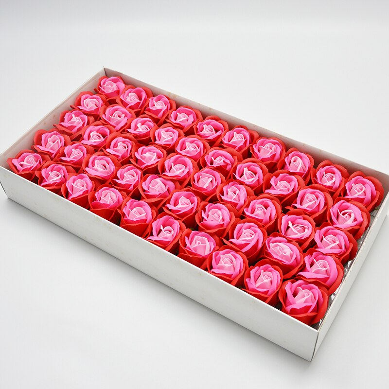 4.5cm tre lager tvål blomma rosetricolor overlay jul alla hjärtans dag bukett diy bröllop hand blommor konst: Röd