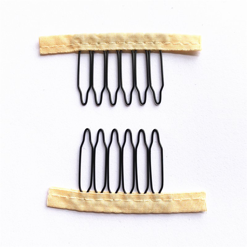 50 Stück Perückenkämme zur Sichern der Perücke, 4–7 Zähne, Perückenkamm, Perückenklammern mit Stoff für die Herstellung von Perückenkappen, Stahlmaterial, Clips, Kämme: Grau/grün