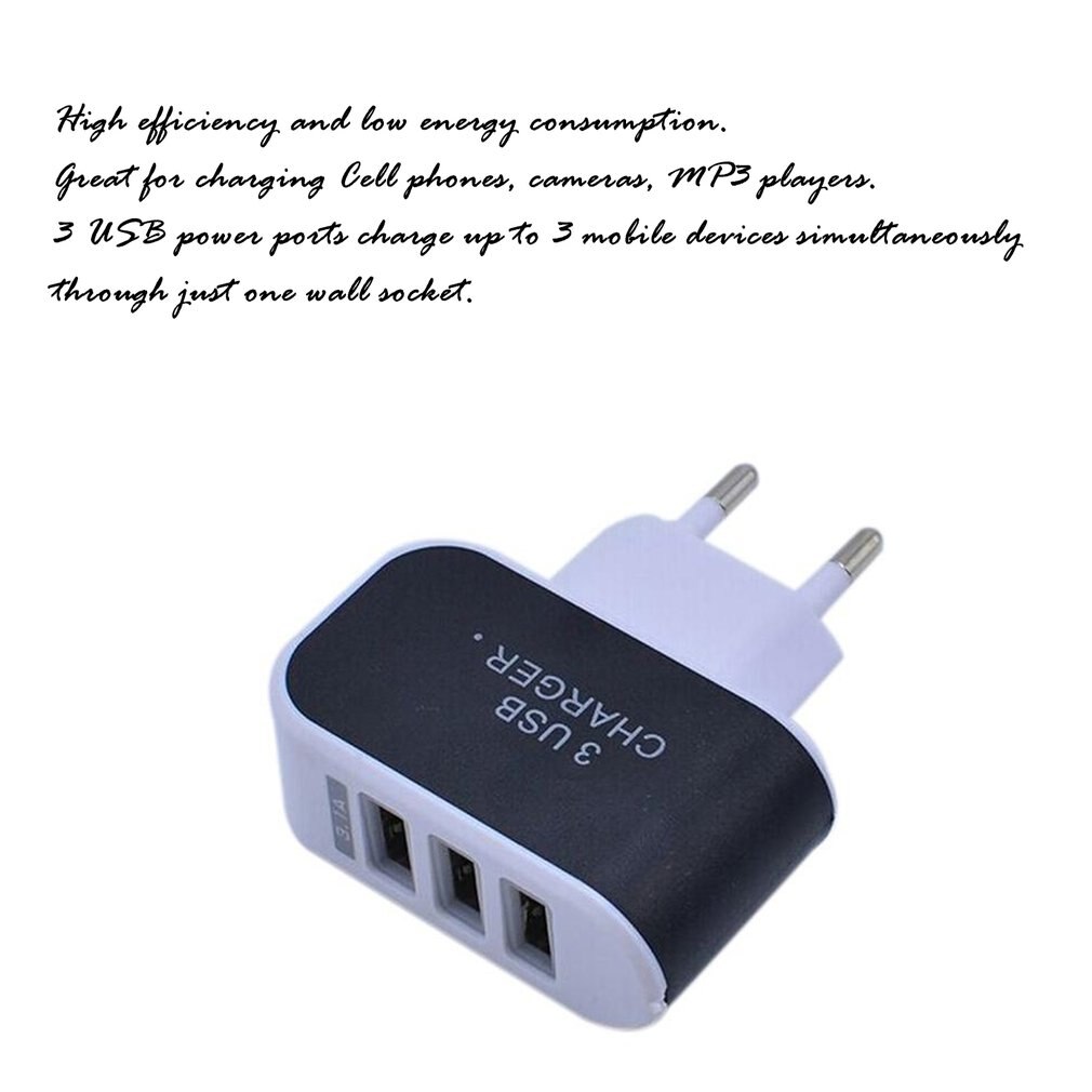 Triple USB Port Home Travel Charger Adapter Smart Charging Head