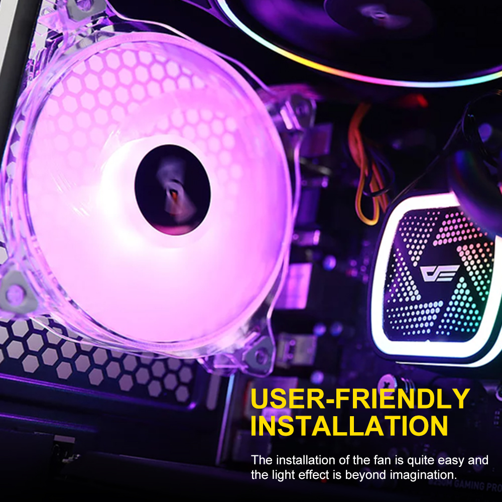 Darkflash PC Case Fan Computer 120mm Fan Clear Frame Quiet+Remote Computer Cooling CPU Cooler ASUS AURA SYNC RGB Case Fan CF8