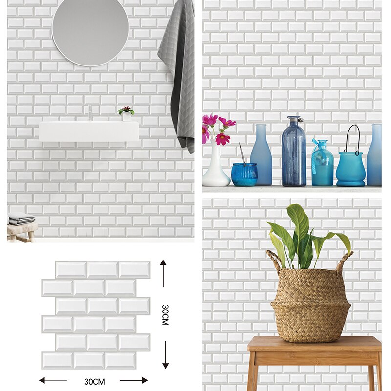 3d stue køkken badeværelse vandtæt wallsticker boligindretning aftagelig vinyl pvc mursten sten selvklæbende tapet