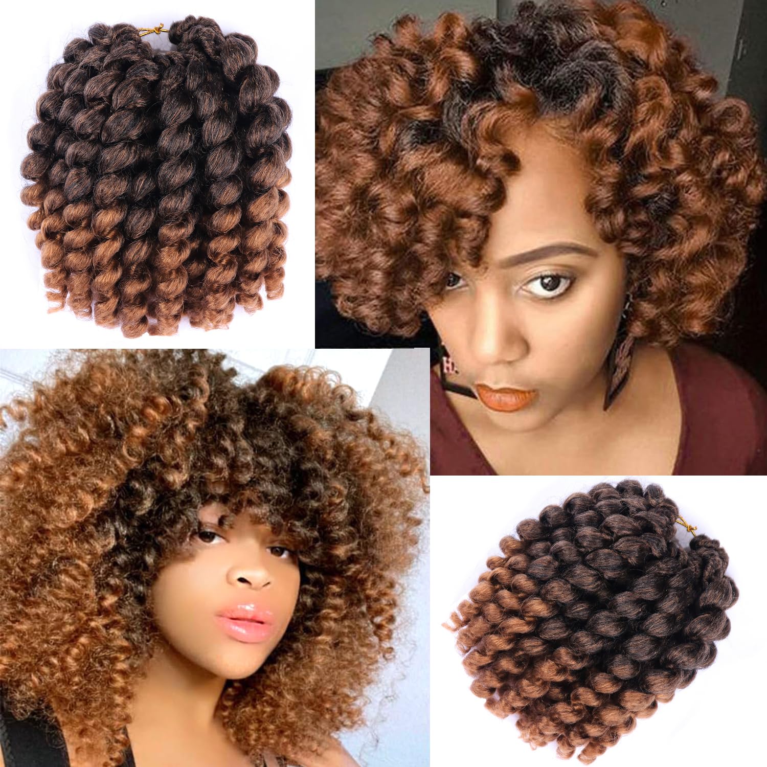 Pelo de ganchillo rizado con varita, pelo de ganchillo jamaicano de 8 pulgadas para mujeres negras, pelo de ganchillo negro Natural, pelo corto y rizado de ganchillo: 1B/30HL / 1 unids/lote