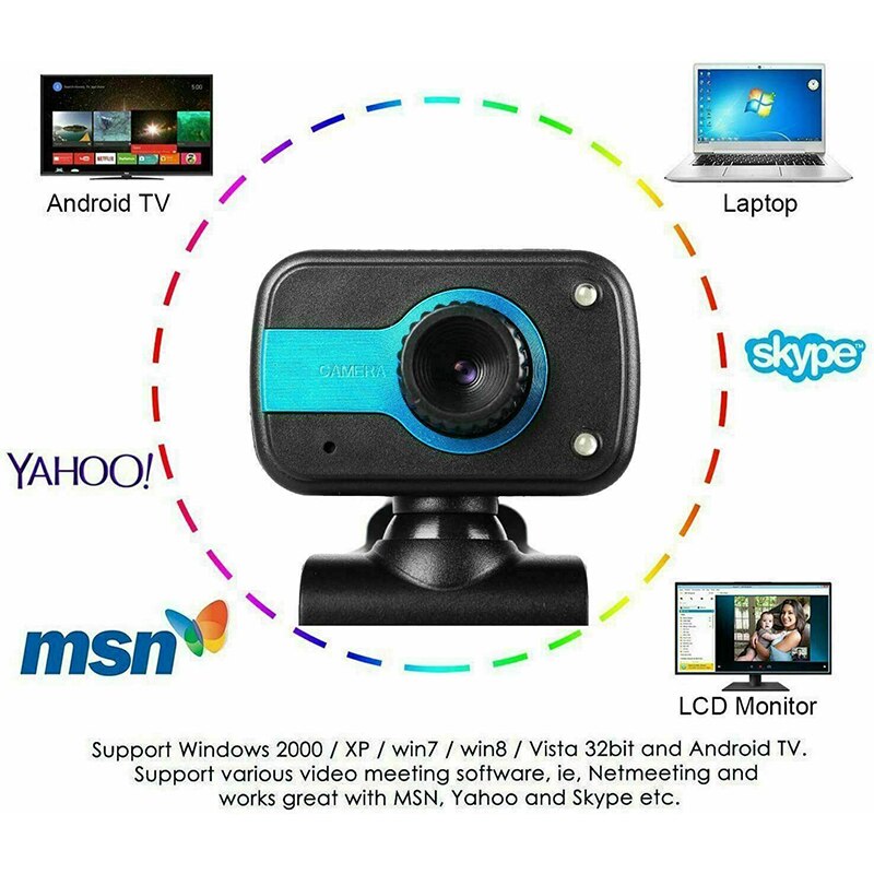 HD Webcam USB Computer Web Camera For PC Laptop Desktop Video Cam W/ Microphone