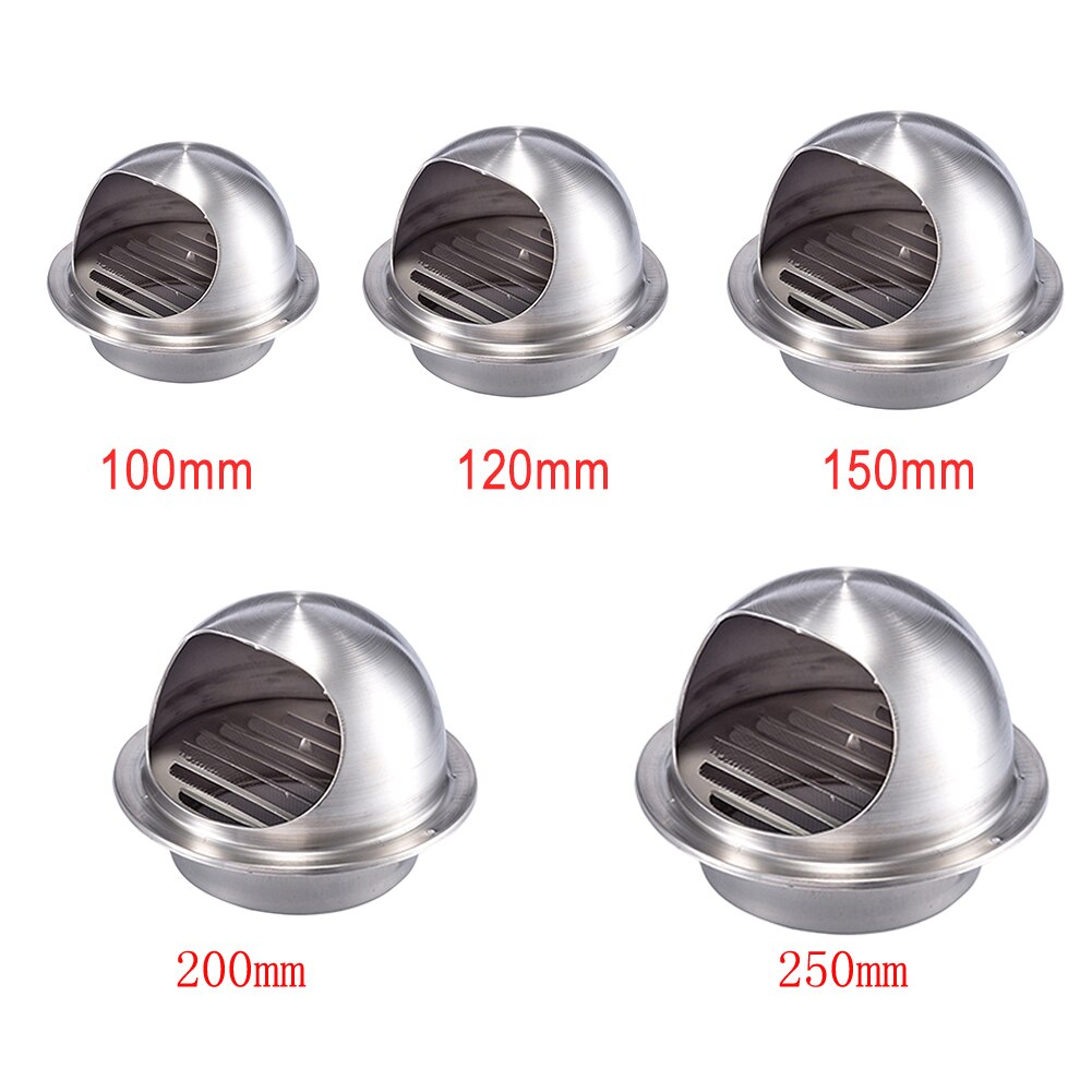 100/120/150/200/250mm rvs afzuigkap, kap externe muur vent cap ventilatie cap air ventilatie ventilator
