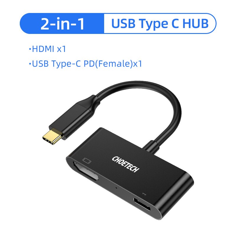 CHOETECH USB HUB C HUB to Multi USB 3.0 HDMI RJ45 Adapter SD Reader for MacBook Pro USB-C Type C 3.0 Splitter 2 Port USB C HUB: 2 in 1 USB C Hub