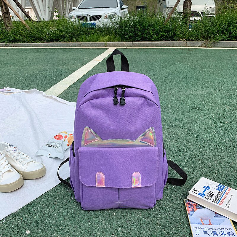 Nouveaux enfants sac à dos filles garçon enfants adolescents étudiant école sacs à dos pour fille mignon chat oreille sac à dos Cartable Cartable Enfant: 6534-Violet