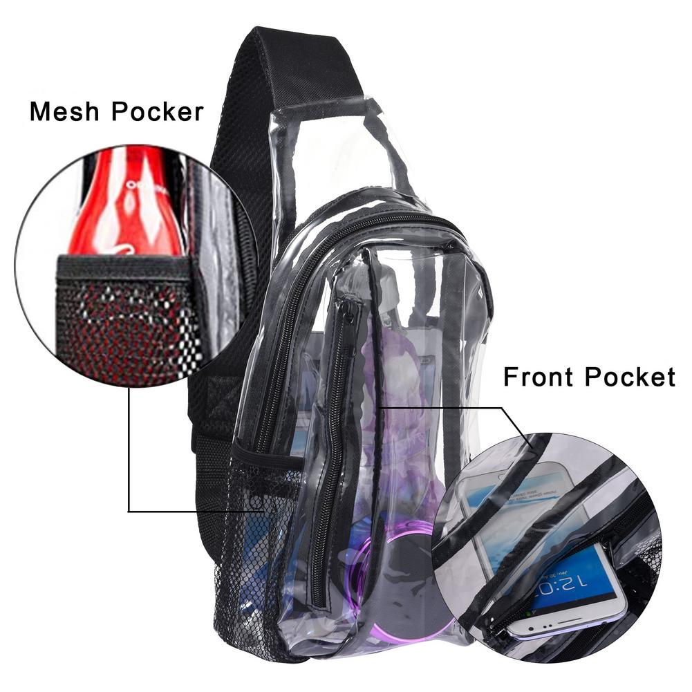 Clear Sling Bag Mini PVC Crossbody Shoulder Backpack Transparent Casual Chest Daypack Unsex For Hiking Stadium Or Concerts