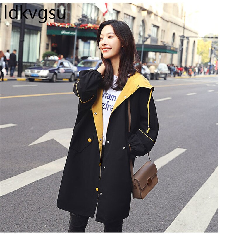 Trench-coat de printemps à capuche pour femme, – Grandado